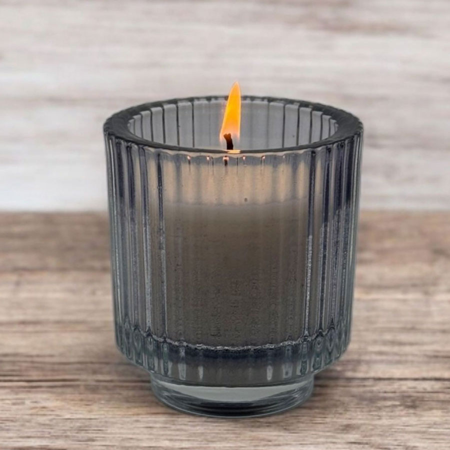 Vela en Vaso Rayado Grande<br/>Cera Vegetal Aromática